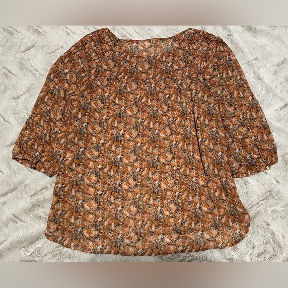 LC Lauren Conrad Pleated Floral Boho Bohemian Blouse XXL - Picture 6 of 10